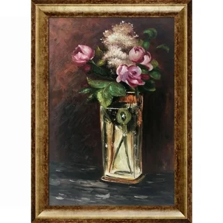 Edouard Manet 'Flowers in A Crystal Vase II' Hand Painted Framed Canvas Art