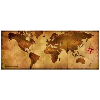 Alan Rodriguez 'Old World Map' Contemporary World Map Painting Giclée on Metal