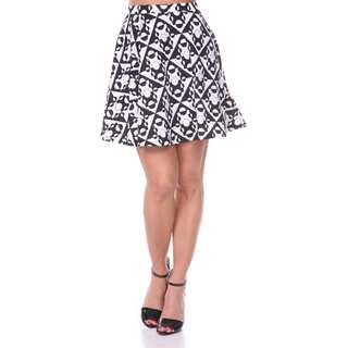 White Mark Women's Solid Color Flared Mini Skirt (Black/ White)