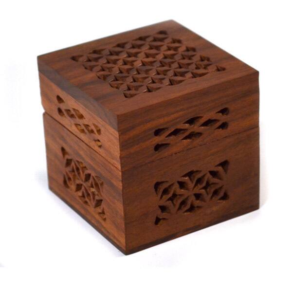 Small Cutwork Wood Box (India)