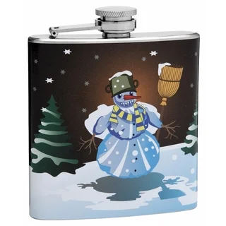Top Shelf Flasks 6-ounce Snowman Winter Theme Hip Flask