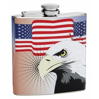 Top Shelf Flasks 6-ounce American Flag Flask with Bald Eagle
