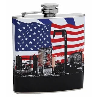 Top Shelf Flasks 6-ounce Patriotic American Flag and City Flask