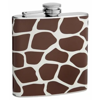 Top Shelf Flasks 6-ounce Brown Giraffe Pattern Hip Flask