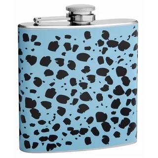 Top Shelf Flasks 6-ounce Blue and Black Cheetah Print Hip Flasks