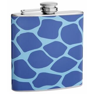 Top Shelf Flasks Two-tone Blue Giraffe Print 6-ounce Hip Flask