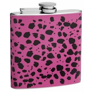 Top Shelf Flasks 6-ounce Pink and Black Cheetah Print Hip Flask