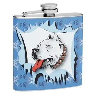 Top Shelf Flasks 6-ounce Pit Bull Design Hip Flask