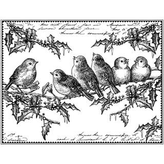 Crafty Individuals Unmounted Rubber Stamp 4.75inX7in Pkg Holly Jolly Robins