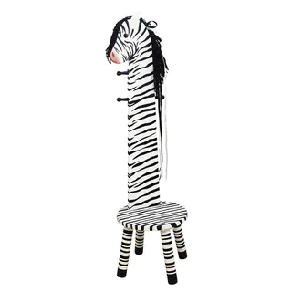 Teamson Kids- Safari Stool with Coat Rack - Zebra