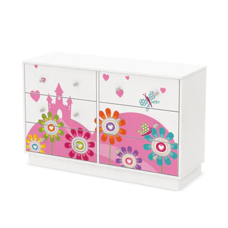 South Shore Joy 6-Drawer Double Dresser with Flowers and Castle Ottograff Decals