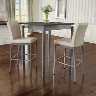 Amisco Perry Metal Counter Stools and Cameron Table, Pub Set in Grey Metal