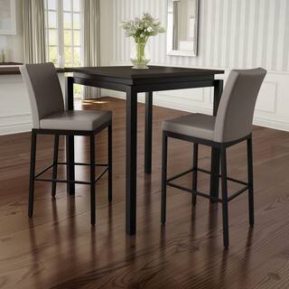 Amisco Perry Metal Counter Stools and Cameron Table, Pub Set in Dark Brown Metal