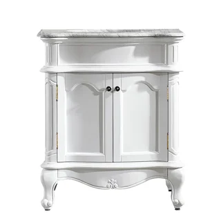 Vinnova Messina 30-inch Single Vanity in White with Carrara White Marble Top (Mirrorless)