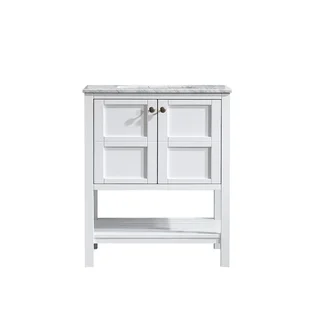 Vinnova Florence 30-inch Single Vanity in White with Carrara White Marble Top (Mirrorless)