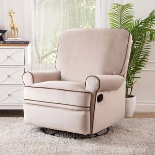 Abbyson Bentley Sand Fabric Swivel Glider Recliner Chair