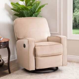 Abbyson Bella Beige Fabric Swivel Glider Recliner Chair