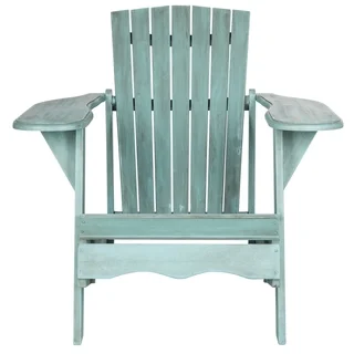 Safavieh Outdoor Living Mopani Adirondack Beach House Blue Acacia Wood Chair