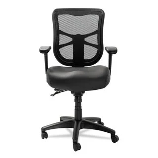 Alera Elusion Series Black Leather Mesh Mid-Back Multifunction Chair
