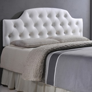 Baxton Studio Weaver White Contemporary Scallop-Cornered Faux Leather Upholstered Button Tufted headboard