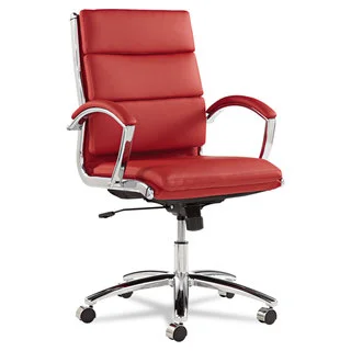 Alera Neratoli Series Red Leather with Chrome Frame Mid-Back Swivel/Tilt Chair