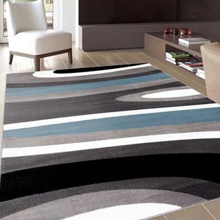 Abstract Contemporary Modern Blue Area Rug (7'10 x 10'2)