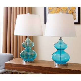 ABBYSON LIVING Sophia Turquoise Glass Table Lamp (Set of 2)