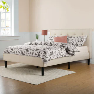 Priage Upholstered Button Queen Tufted Platform Bed with Wooden Slats