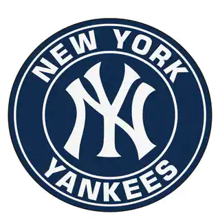 Fanmats MLB New York Yankees White and Black Nylon Roundel Mat (2'3 x 2'3)