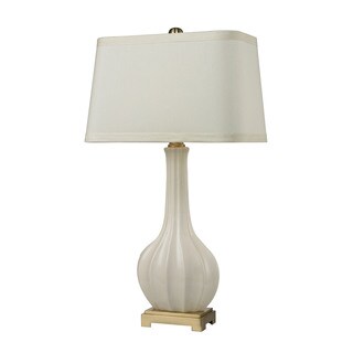 Dimond Fluted Ceramic White Glaze Table Lamp