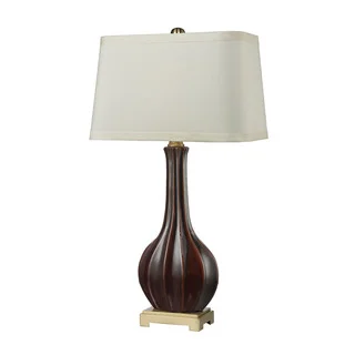 Dimond Fluted Ceramic Red Glaze Table Lamp