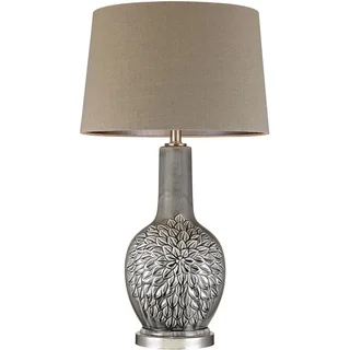 Dimond Grey Glazed Floral Ceramic Lamp
