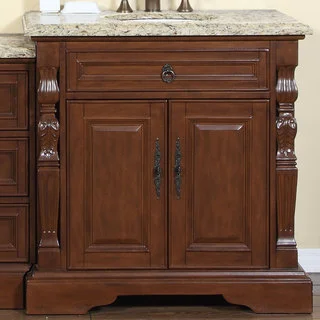 Silkroad Exclusive 55.5-inch Venetian Gold Granite Stone Top Bathroom Single Sink Modular Vanity