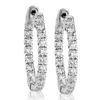 Suzy Levian 14K Gold 2.00ct TDW Inside Out Diamond Hoop Earrings (G-H, SI1-SI2)