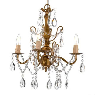 Wrought Iron and Crystal Gold 4-light Chandelier Pendant
