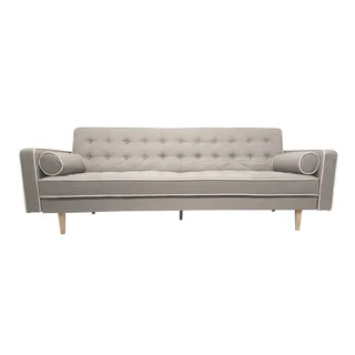 2-tone Mid-century Modern Grey Sleeper Sofa Futon with Tufted Button Details