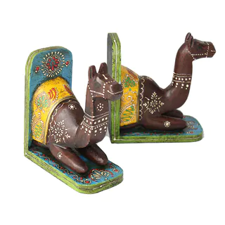 Timbergirl HANDCRAFTED and Handpainted CAMEL BOOKEND PAIR
