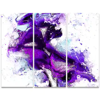 Design Art 'Purple Kiss' 36 x 28-inch 3-panel Sensual Canvas Art Print