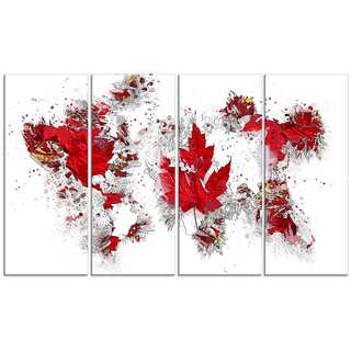 Design Art 'Canadian Flag' 48 x 24-inch 4-panel Map Canvas Art Print