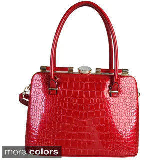 Rimen and Co. Shiny Patent Leather Crocodile Texture Ornament Handbag