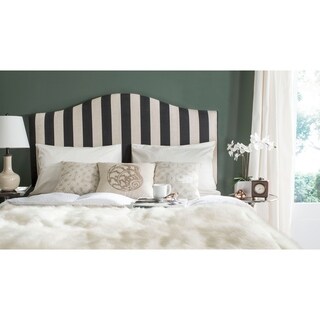 Safavieh Connie Black and White Stripe Upholstered Camelback Headboard (Queen)