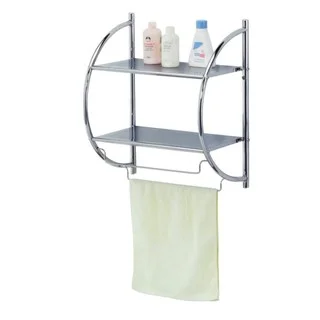 Home Basics Chrome Bathroom Shelf with Towel Rack