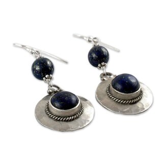 Sterling Silver 'Royal Moonlight' Lapis Lazuli Earrings (India)