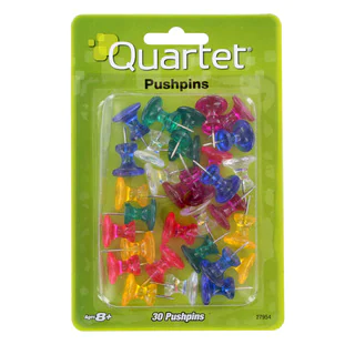 Quartet 1-Inch Assorted Colors Push Pins