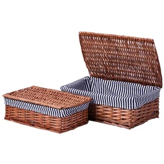 Lined Storage Baskets with Lids (Set of 2)