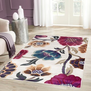Modern Transitional Leaves Cream Indoor Area Rug (2' x 3')
