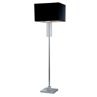 Artiva USA Adelyn 63-inch Square Modern Chrome and Black Crystal Floor Lamp