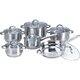 Heim Concept Silver 12-piece Stainless Steel Cookware Set with Glass Lid - Thumbnail 0