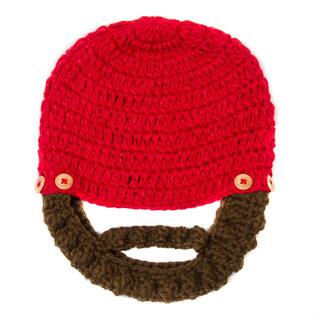 Crummy Bunny Children's Hand Knit Red Beanie with Removable Beard