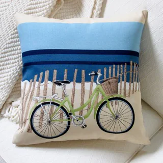 Artisan Pillows Indoor/Outdoor 18-inch Beach Bike Blue Modern Coastal Decor Beach House Throw Pillow (Set of 2)